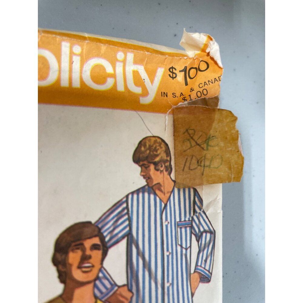 70s Simplicity 9433 Pattern Size Medium Mens Paja… - image 3
